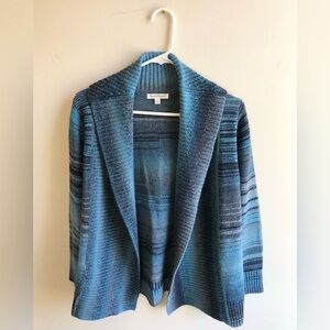 NorthStyle Teal and Blue Striped Knit Cardigan Sweater